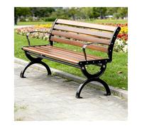 HOFUNTRE Banc d'Extérieur, Structure Robuste en Métal Moulé Renforcé de Bois avec Traverse de Support, Siège de Jardin Durable pour Terrasse, Patio et Espaces Publics(120x50x73cm/47x20x29in)