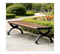 HOFUNTRE Banc d'Extérieur, Structure Robuste en Métal Moulé Renforcé de Bois avec Traverse de Support, Siège de Jardin Durable pour Terrasse, Patio et Espaces Publics(180x39x40cm/71x15x16in)