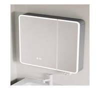 HOFUNTRE Meuble Mural Toilette Rangement，Armoire De avec Anti-buée，Matériau en Alliage D'aluminium, Désembuage À Un Bouton, Conception D'éclairage Surround(Gray,70 * 70cm/27.5 * 27.5in)