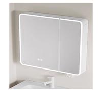 HOFUNTRE Meuble Mural Toilette Rangement，Armoire De avec Anti-buée，Matériau en Alliage D'aluminium, Désembuage À Un Bouton, Conception D'éclairage Surround(White,70 * 70cm/27.5 * 27.5in)