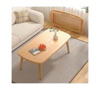 HOFUNTRE Table Pliable en Bois,Plateau Spacieux,Table Basse rectangulaire en Bois Massif,Structure de Liens Métalliques Durable, Idéale pour Bureau à Domicile(Wood Grain Color,100x50x44cm)