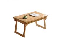 HOFUNTRE Table Pliante en Bois Massif,Base renforcée, Cadre de Pieds en Forme de U, Table Pliante pour Baie vitrée Solide et Durable, idéale pour la Maison et Le Bureau(Natural Wood A,80x40x33cm)