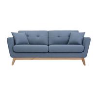 CONCEPT USINE | Canapé Scandinave Höga | Bleu Pastel | 3 Places + 2 Coussins | Canapé Moderne Design Droit en Tissu avec Accoudoirs | Coussins d'Appoint, Dossier, Assise Déhoussables | Largeur 190 cm