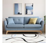 Hoga Bleu Pastel : Canapé Scandinave 3 Places Bleu Pastel + 2 Coussins Bleu