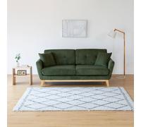 CONCEPT USINE | Canapé Scandinave en Velours Côtelé | HOGA Vert | 3 Places + 2 Coussins | Canapé Moderne Design avec Accoudoirs | Coussins d'Appoint, Dossier, Assise Déhoussables | Largeur 190 cm