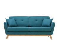 HOGA - Canapé scandinave 3 places et 2 coussins bleu canard