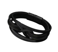 HOGALTHY Bracelet personnalisé pour homme - Cadeaux originaux - Cadeau de fête des pères - Cuir et acier inoxydable extensible de 20,5 cm à 22 cm, 22 centímetros, Acier inoxydable