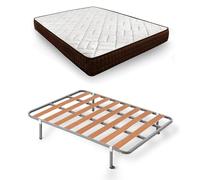 HOGAR24 ES Lit Complet, sommier Basic + Matelas Dream Flex 13, Lattes en Bois, Structure en Tubes d'acier de 30 x 30 mm, Jeu de Pieds, Respirant, Ferme et Confortable, 150 x 190 cm