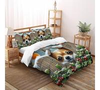 HOGDISAJD Chien Robin Housse De Couette 3 Pièces Parure De Lit Cute animauxs Couvre-Lit Microfibre pour Adulte Et Enfant avec Fermeture Éclair Et Taies d'oreiller King（220x240cm）