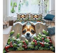 HOGDISAJD Chien Robin Parure De Lit Super King（260x220cm） Adulte Enfant Cute animauxs,Housse De Couette en Microfibre,Ensemble De Literie avec 1 Housse De Couette + 2 Taies d'oreiller