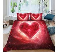HOGDISAJD Coeur Cosmos Housse De Couette Série Rouge 3D Imprimé Soft Housse De Couette Ensemble De 3 Pièces Parure De Lit pour Enfants Parure Double（200x200cm）