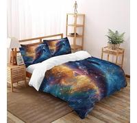 HOGDISAJD Dauphin Cosmos Housse De Couette coloré Sky 3D Imprimé Ensemble De 3 Pièces Qualité Supérieure Parure De Lit De pour Enfants Décoration De La Chambre King（220x240cm）