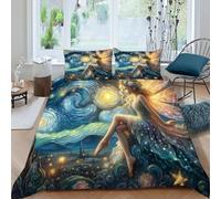 HOGDISAJD Déesse fée Housse De Couette Fille Imprimée 3D Parure + 2 Taies d'oreiller Parure De Lit pour Enfants King(220x240cm)