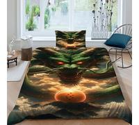 HOGDISAJD Dragon Balle de Dragon Housse De Couette coloré Sky 3D Imprimé Soft Housse De Couette Ensemble De 2 Pièces Parure De Lit pour Enfants Décoration De La Chambre Single（135x200cm）