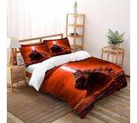 HOGDISAJD Faisceau Godzilla Housse De Couette Série Rouge 3D Imprimé Soft Le Duvet + 2 Taies d'oreiller Parure De Lit pour Enfants Décoration De La Chambre King（220x240cm）