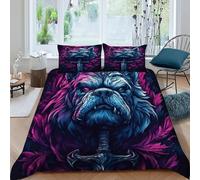 HOGDISAJD French Taureaudog Housse De Couette épée 3D Imprimé Soft en Le Duvet+ 2 Taies d'oreiller Parure De Lit pour Enfants Parure Double(200x200cm)