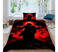 HOGDISAJD Jésus Cercle Rouge Housse De Couette Deadpool 3D Imprimé Soft Housse De Couette + 1 Taies d'oreiller Décor Parure De Lit pour Enfants Parure Single（135x200cm）