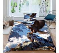 HOGDISAJD Montagne Eagle Housse De Couette Faune Sauvage 3D Imprimé Le Duvet Parure 2Pcs De Lit pour Enfants Parure Single（135x200cm）