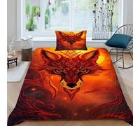 HOGDISAJD Renard Print Housse De Couette Totem 3D Imprimé Le Duvet Ensemble De 2 Pièces Parure De Lit pour Enfants Décoration De La Chambre Single(135x200cm)