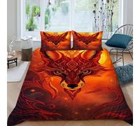 HOGDISAJD Renard Print Housse De Couette Totem Imprimée 3D Parure avec 2 Taies d'oreiller Parure De Lit pour Enfants King(220x240cm)
