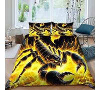 HOGDISAJD Scorpion Housse De Couette Série Jaune 3D Imprimé Soft Housse De Couette + 2 Taies d'oreiller Parure De Lit pour Enfants Décoration De La Chambre Super King(260x220cm)