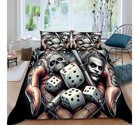 HOGDISAJD Tatouages dés Housse De Couette Ensemble Impression Ensemble De Literie Microfibre Literie 3 Pièces avec 2 Taie d'oreiller pour Jeunes Super King（260x220cm）