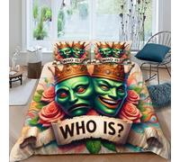 HOGDISAJD The corbeaun Man Housse De Couette Style de Dessin animé 3D Imprimé Le Duvet + 2 Taies d'oreiller Parure De Lit pour Enfants Décoration De La Chambre King（220x240cm）