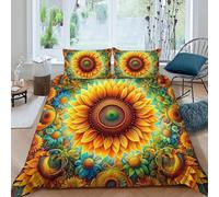 HOGDISAJD Tournesol Housse De Couette planteeeee 3D Imprimé Soft en Le Duvet+ 2 Taies d'oreiller Parure De Lit pour Enfants Parure King(220x240cm)