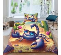 HOGDISAJD voituretoon Scorpion Housse De Couette désert Cactus 3D Imprimé Parure De Lit pour Enfants Décoration De La Chambre Ensemble De 2 Pièces Single（135x200cm）