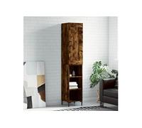 Hoge kast 34,5x34x180 cm bewerkt hout gerookt eikenkleurig3200326