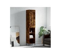 Hoge kast 34,5x34x180 cm bewerkt hout gerookt eikenkleurig3200334