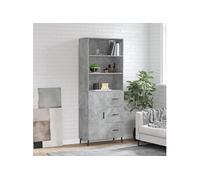 vidaXL Hoge kast 69,5x34x180 cm bewerkt hout betongrijs3189465 Gris G
