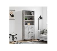 Hoge kast 69,5x34x180 cm bewerkt hout betongrijs3190025