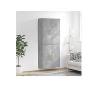 Vidaxl Buffet Haut Gris Béton 69,5x34x180 Cm Bois D'ingénierie Gris