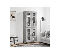 Hoge kast 69,5x34x180 cm bewerkt hout betongrijs3198301