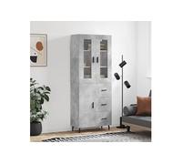vidaXL Buffet Haut, Armoire de Rangement avec Pieds, Meuble de Rangement, Organisateur Salon Salle de Séjour, Moderne, Gris Béton Bois d'Ingénierie Gris