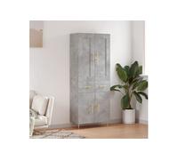 Vidaxl Buffet Haut Gris Béton 69,5x34x180 Cm Bois D'ingénierie Gris