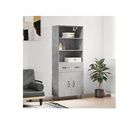 Vidaxl Buffet Haut Gris Béton 69,5x34x180 Cm Bois D'ingénierie Gris