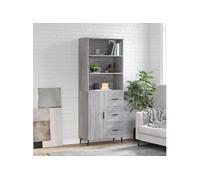 vidaXL Hoge kast 69,5x34x180 cm bewerkt hout grijs sonoma eikenkleurig3189467 Gris G