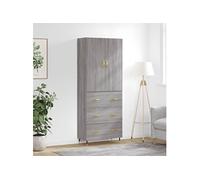 Vidaxl Buffet Haut Sonoma Gris 69,5x34x180 Cm Bois D'ingénierie Gris