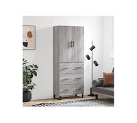 vidaXL Hoge kast 69,5x34x180 cm bewerkt hout grijs sonoma eikenkleurig3195873 Gris G
