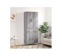 vidaXL Buffet haut Sonoma gris 69,5x34x180 cm Bois d'ingénierie 3198143