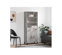 Vidaxl Buffet Haut Sonoma Gris 69,5x34x180 Cm Bois D'ingénierie Gris