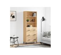 vidaXL Hoge kast 69,5x34x180 cm bewerkt hout sonoma eikenkleurig3189384 Marron G