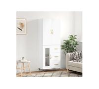 Vidaxl Buffet Haut Blanc 69,5x34x180 Cm Bois D'ingénierie Multicolore