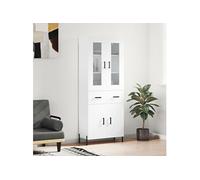 Vidaxl Buffet Haut Blanc 69,5x34x180 Cm Bois D'ingénierie Multicolore