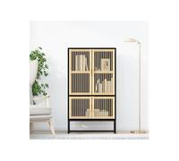 vidaXL Buffet haut noir 70x35x125 cm bois d'ingénierie, buffet, meuble de rangement, placard, armoire, meuble de salon, 352140