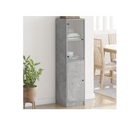 vidaXL Buffet 836444 - portes en verre, rangement 35x37x142 cm, gris béton