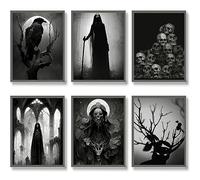 HOGEBIG Décoration murale gothique de sorcière Décoration murale esthétique d'Halloween Impressions d'art effrayantes Décoration d'intérieur gothique 11"x14" (27.9x35.6cm) SANS CADRE