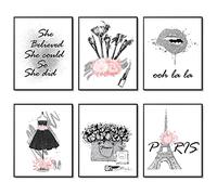 HOGEBIG Impressions d'art mural gris rose Lot de 6 Photos de toile Décoration murale vintage Ensemble d'affiches d'art de mode Décor de chambre 11"x14" (27.9x35.6cm) SANS CADRE